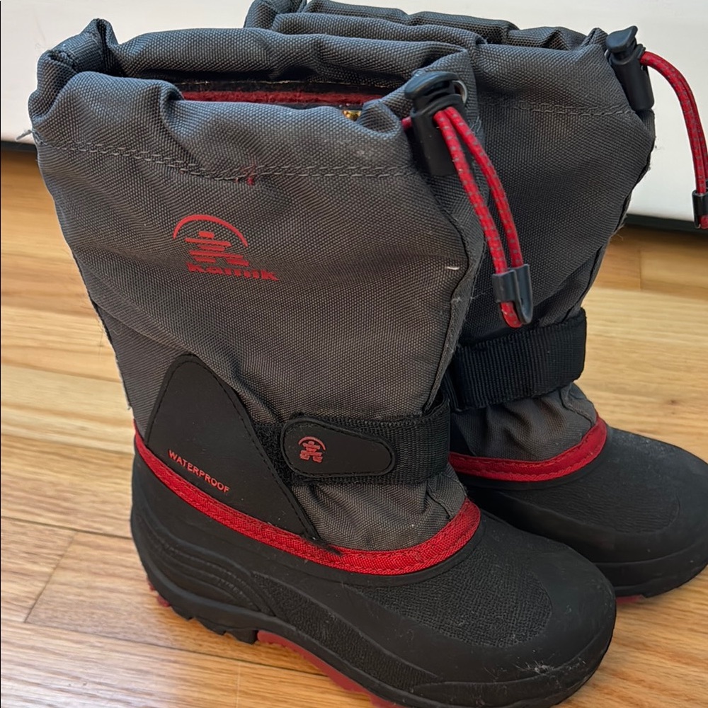 Kamik Gray and Red Waterproof Winter Boots size 12
